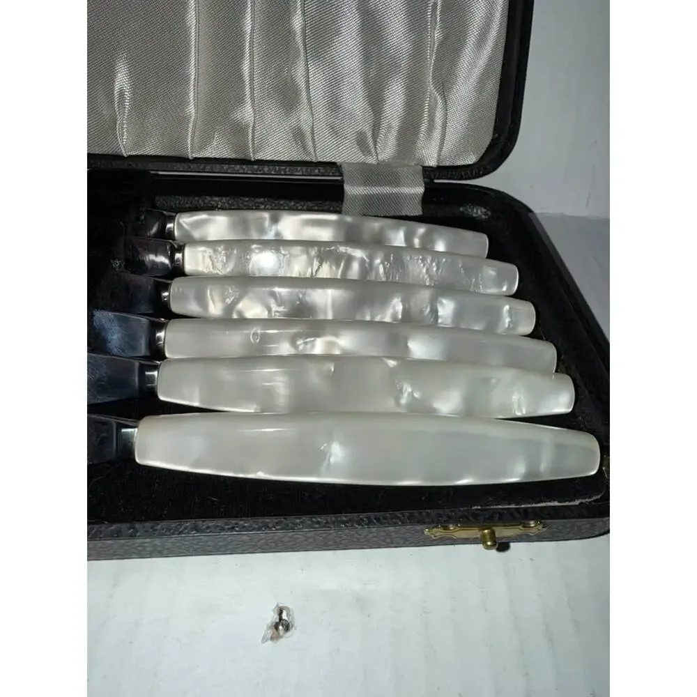 Vintage English Sheffield Stainless Steel Knives w. Mother of Pearl Handles